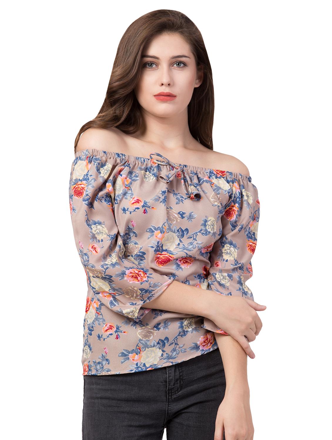 off shoulder floral top - 16712344 - Standard Image - 1