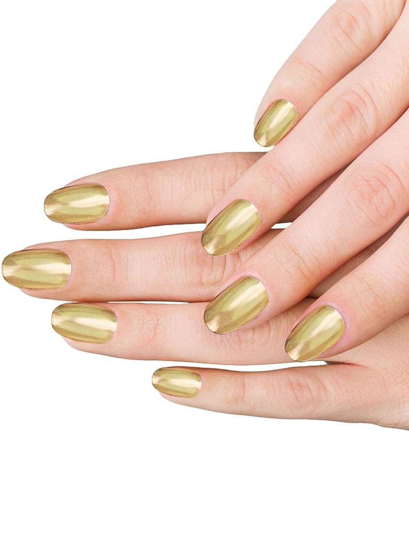 hand made /hand painted/hand crafted customised -gold chrome press on gel nails-with extensions and chrome nail art