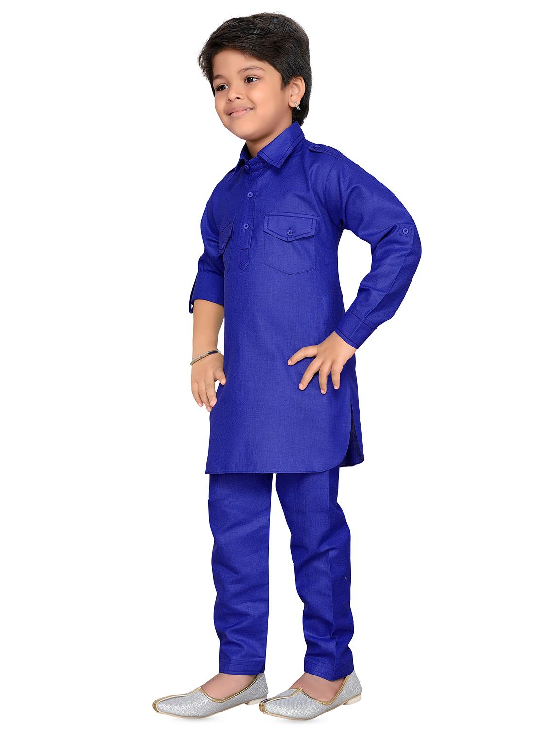 dark blue cotton kurta sets - 16713480 - Standard Image - 1