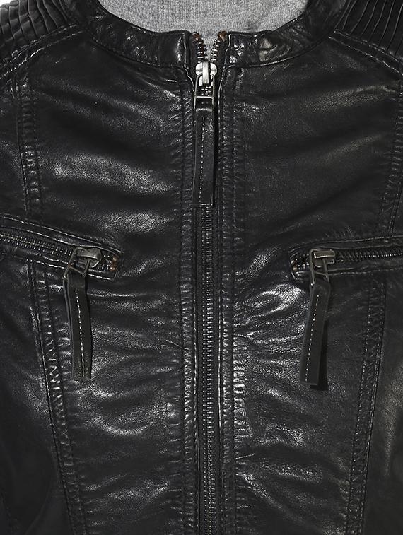 zipper detail leather jacket - 16713633 - Standard Image - 4