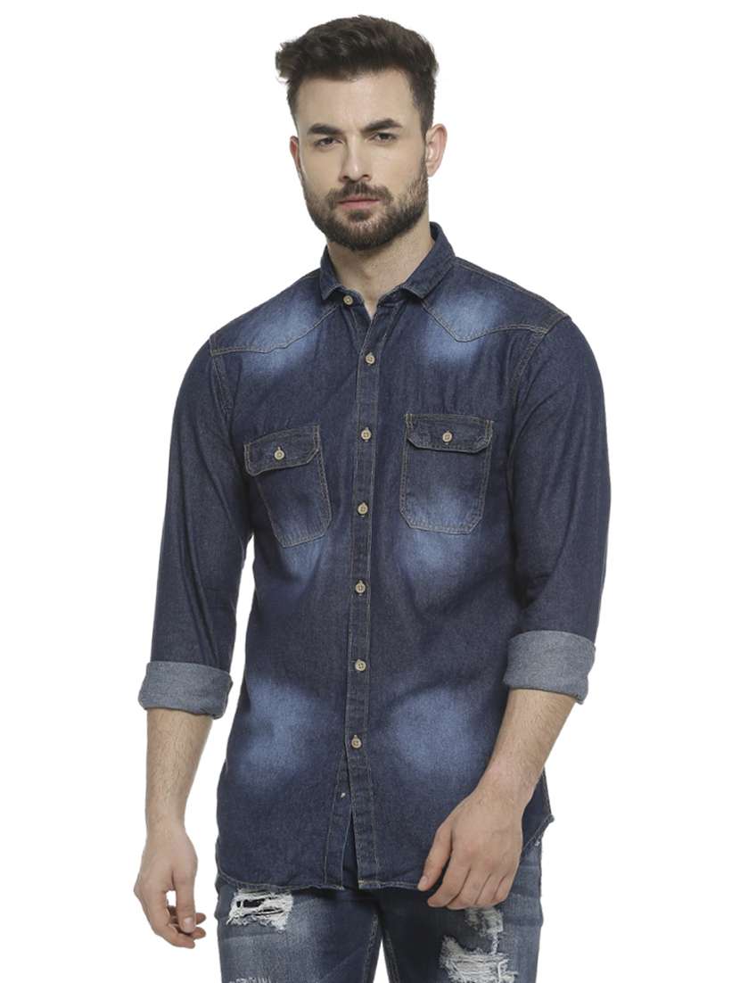 blue faded casual shirt