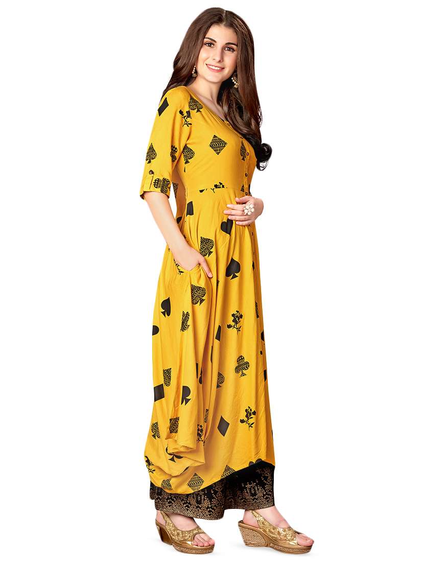 conversational cowl kurta - 16713966 -  Standard Image - 1