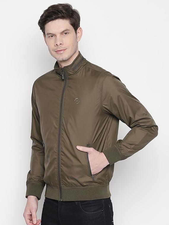 green solid casual jacket - 16713977 - Standard Image - 1