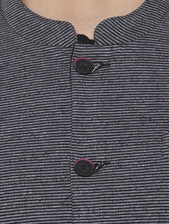 grey solid nehru jacket - 16713982 - Standard Image - 4