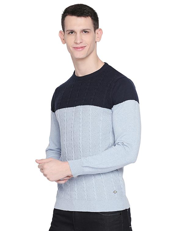 light blue color block pullover - 16713991 - Standard Image - 1