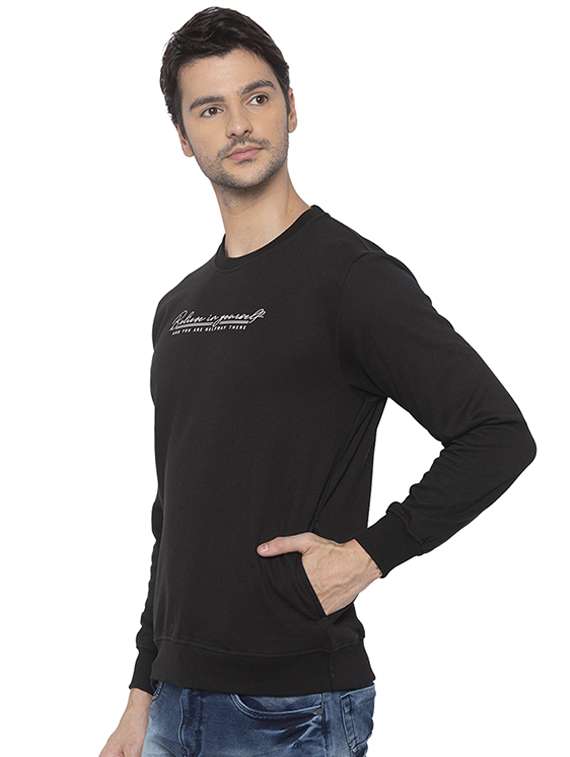 black chest print sweatshirt - 16713994 - Standard Image - 1