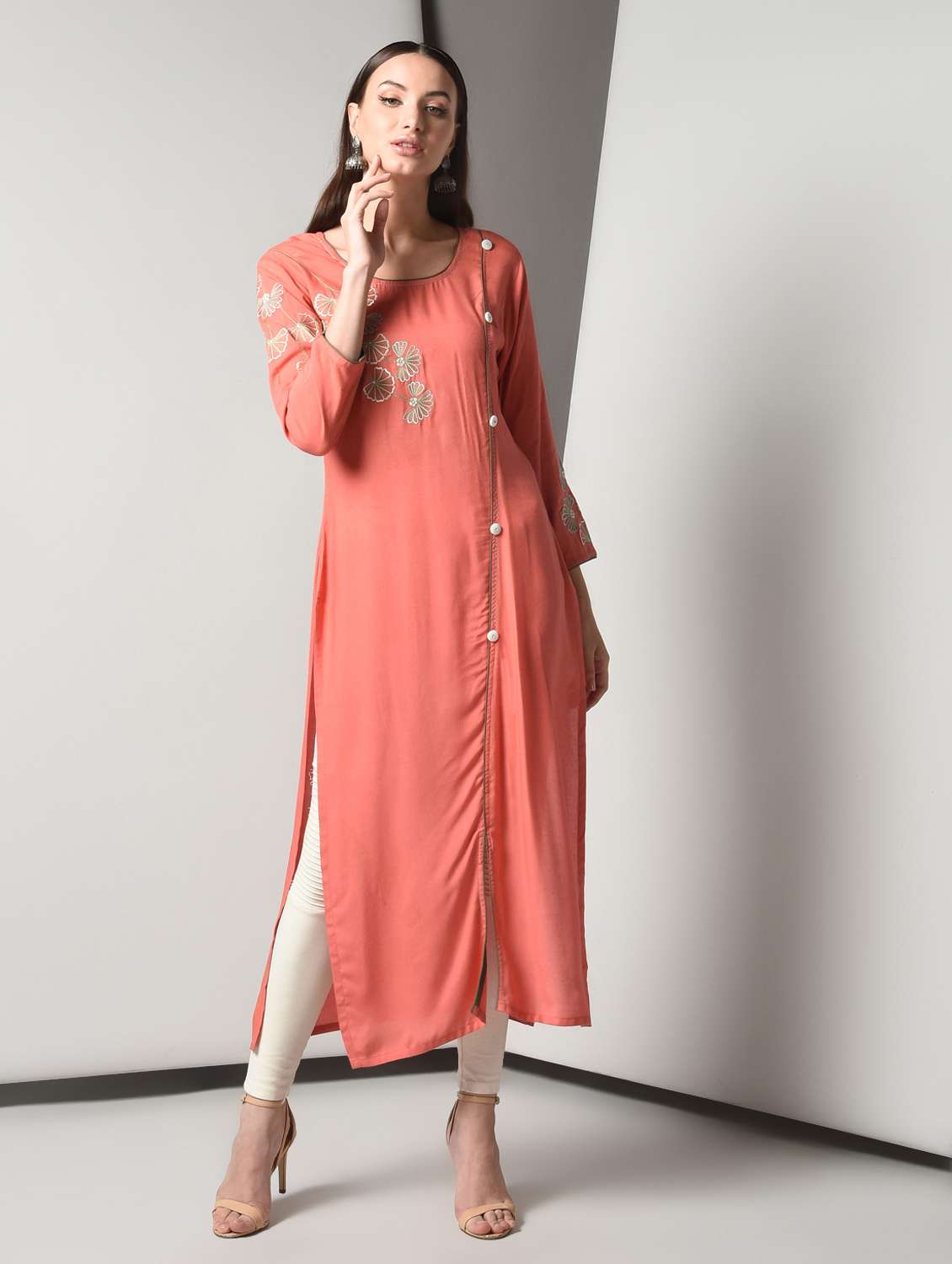 embroidered straight kurta