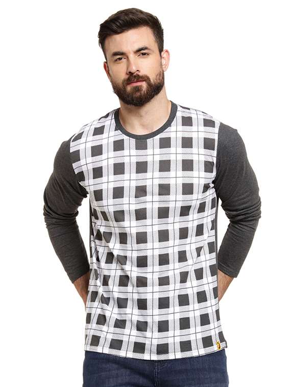 grey checkered t-shirt
