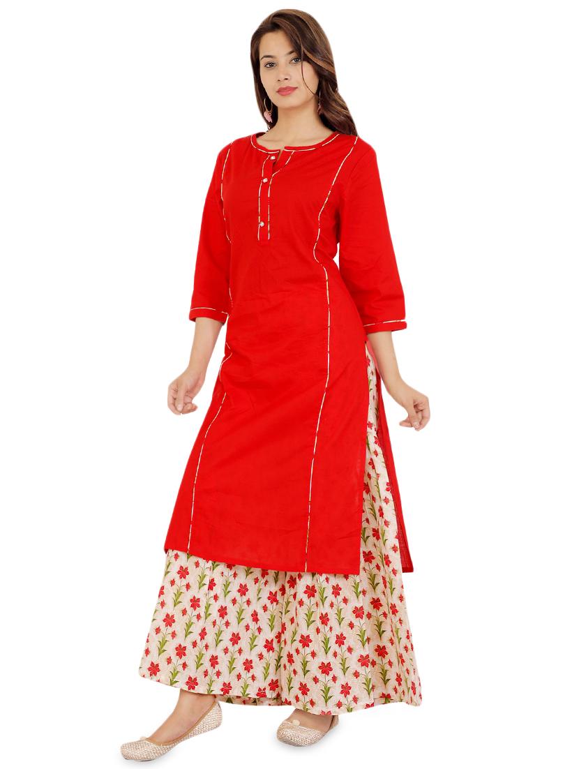 solid kurta palazzo set - 16717184 - Standard Image - 1