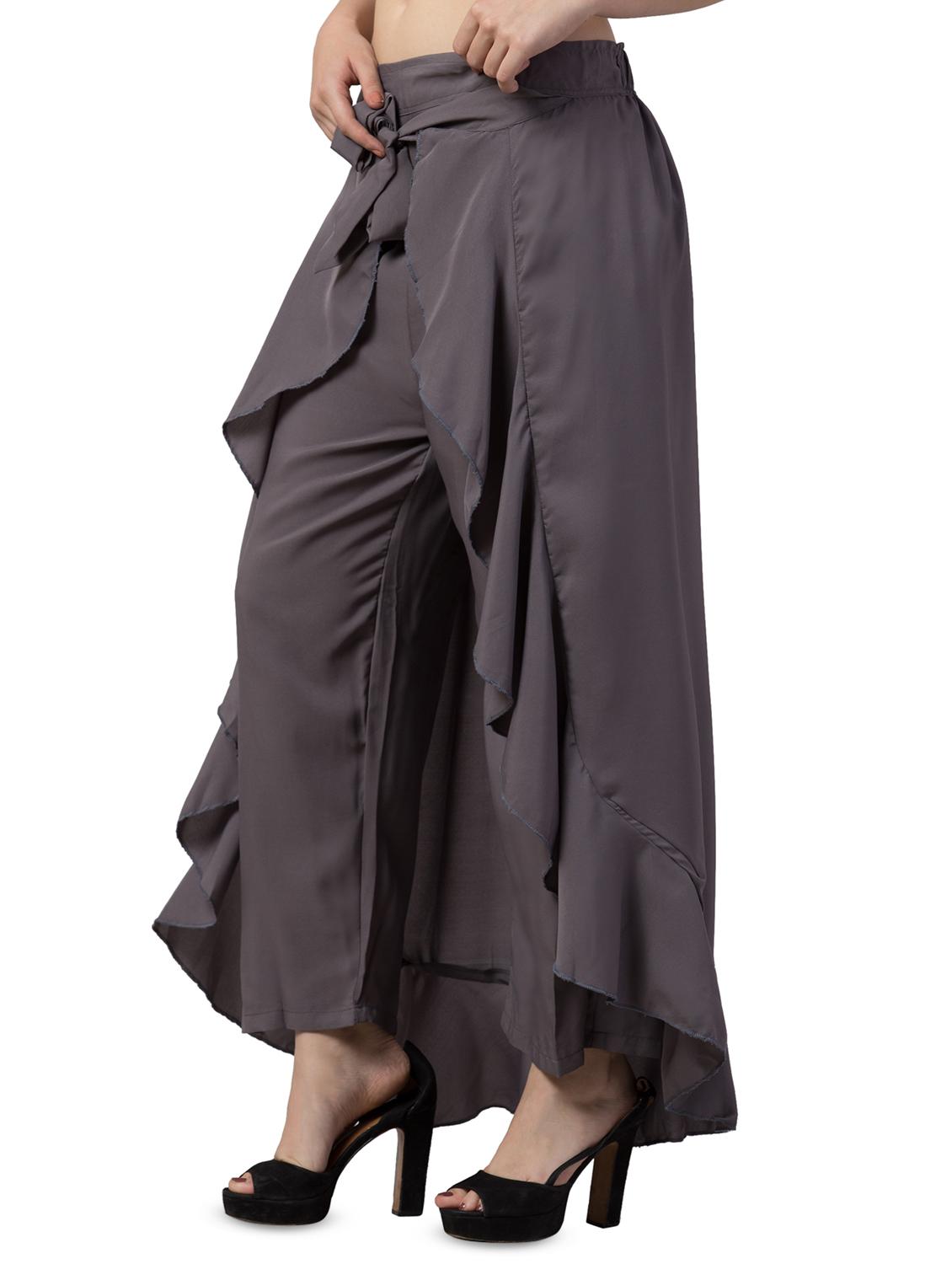 tie front solid palazzo - 16717312 - Standard Image - 1
