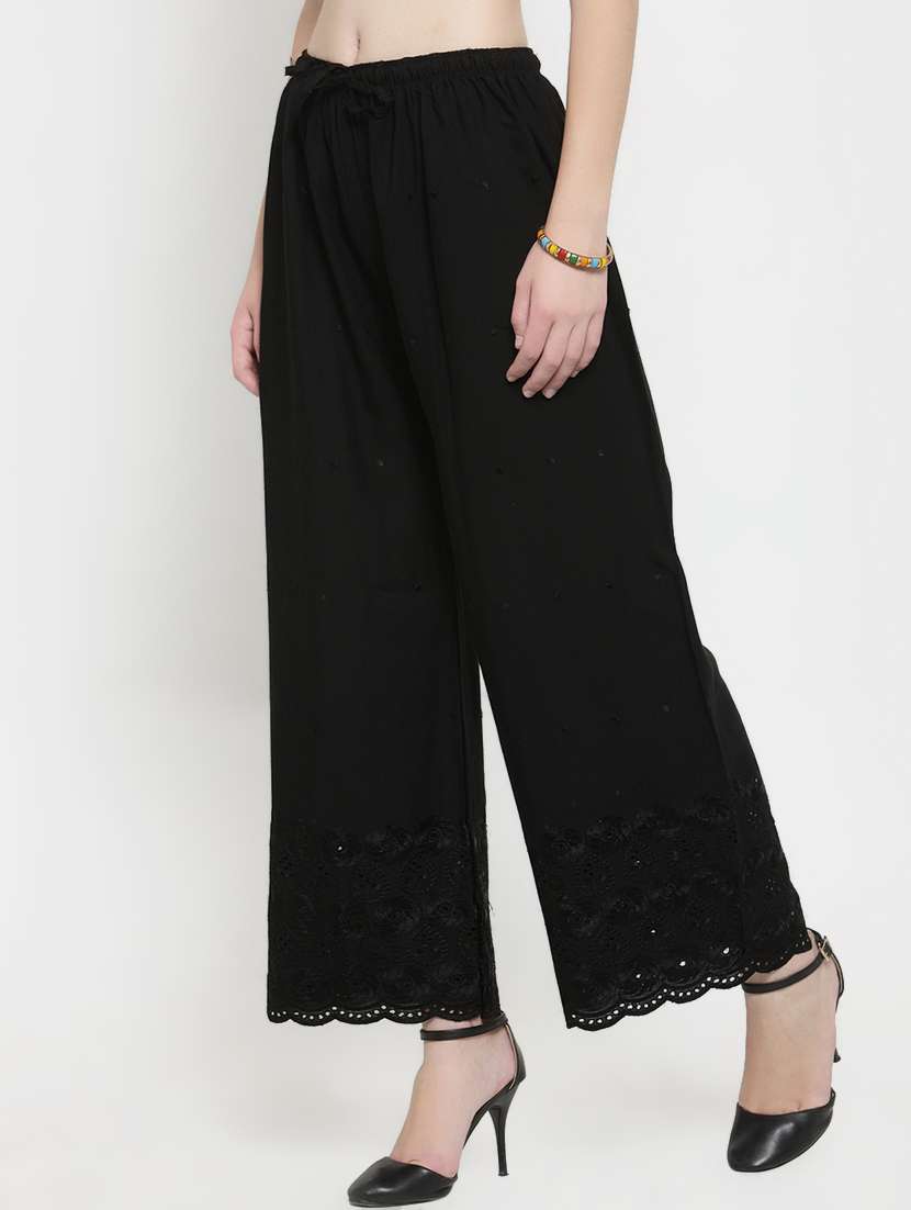 drawstring embroidered straight palazzo - 16718111 -  Standard Image - 1