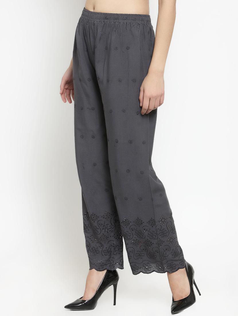 high rise embroidered straight palazzo - 16718112 -  Standard Image - 1