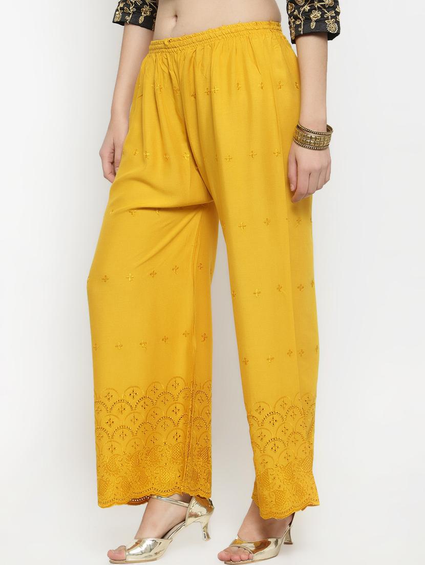 high rise embroidered straight palazzo - 16718114 -  Standard Image - 1