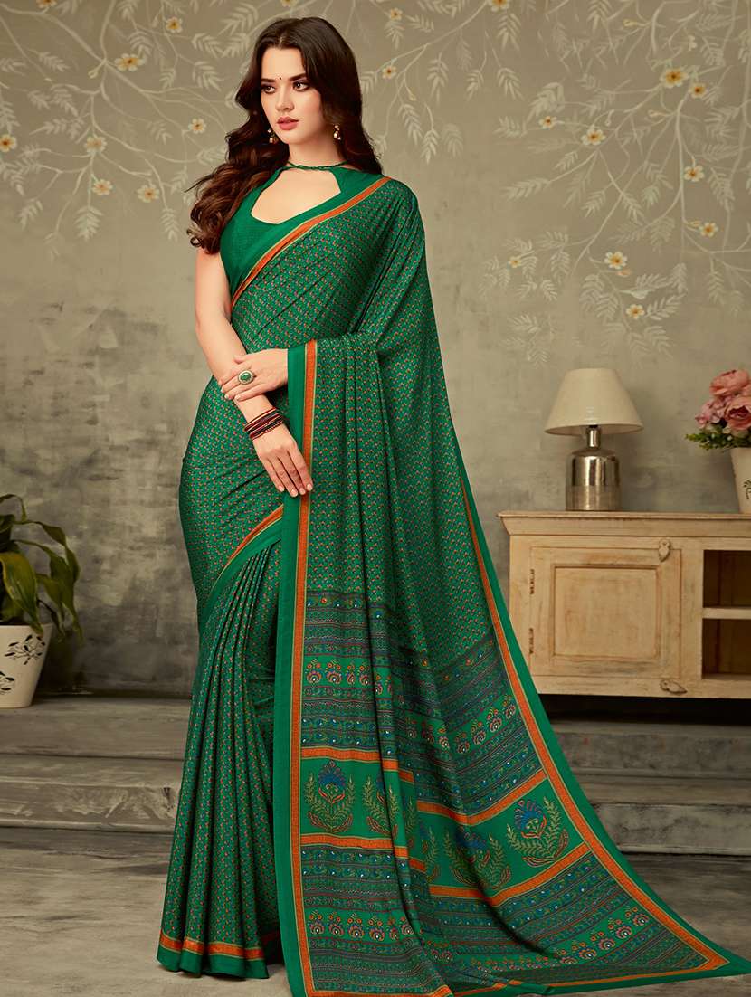 floral printed saree with blouse