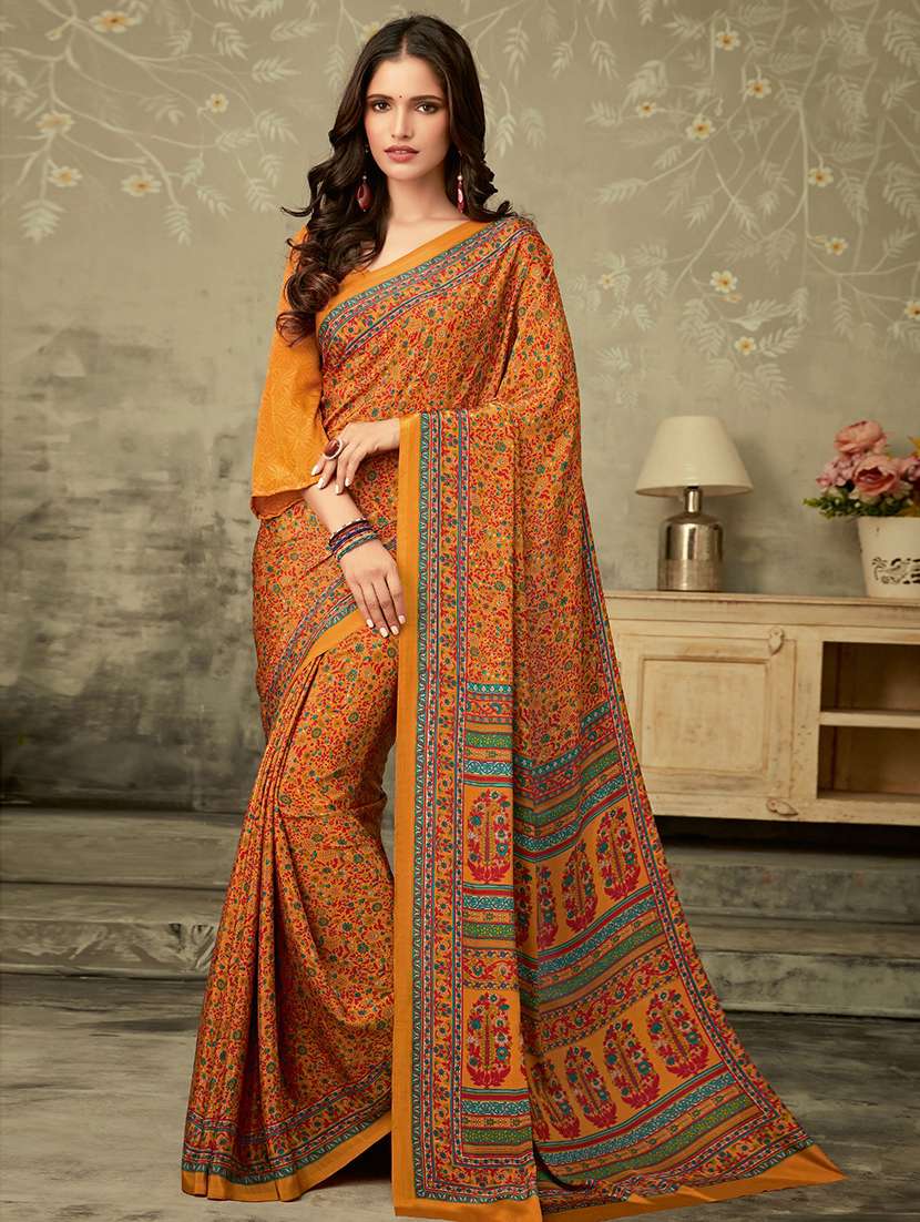 floral printed saree with blouse