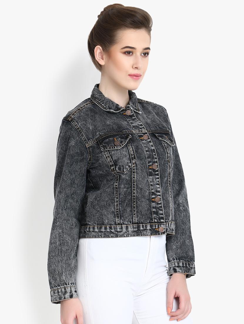 acid washed denim jacket - 16718285 - Standard Image - 1