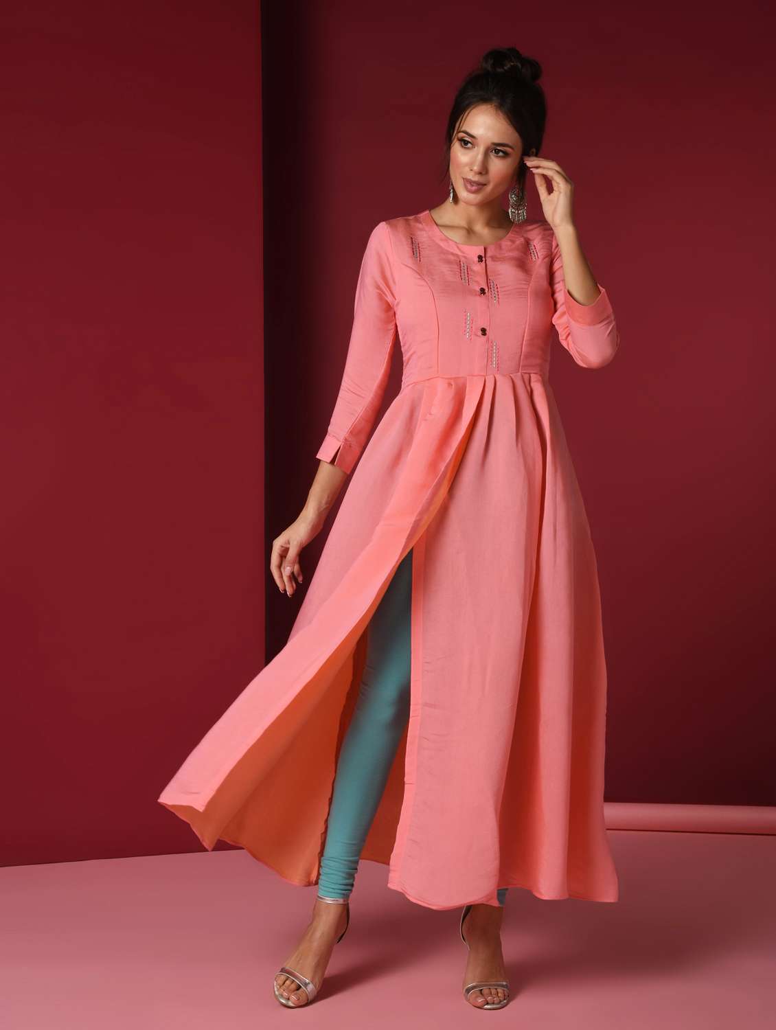 solid high slit  kurta