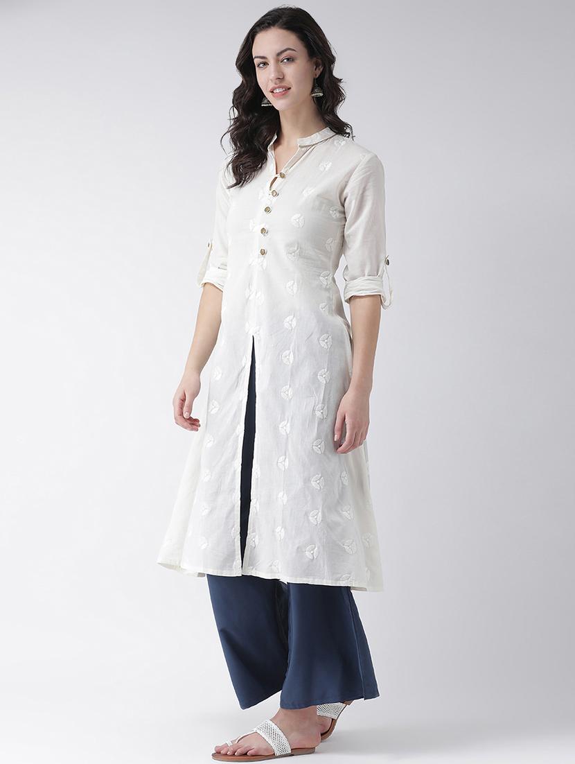 solid embroiered a-line kurta - 16719440 - Standard Image - 1