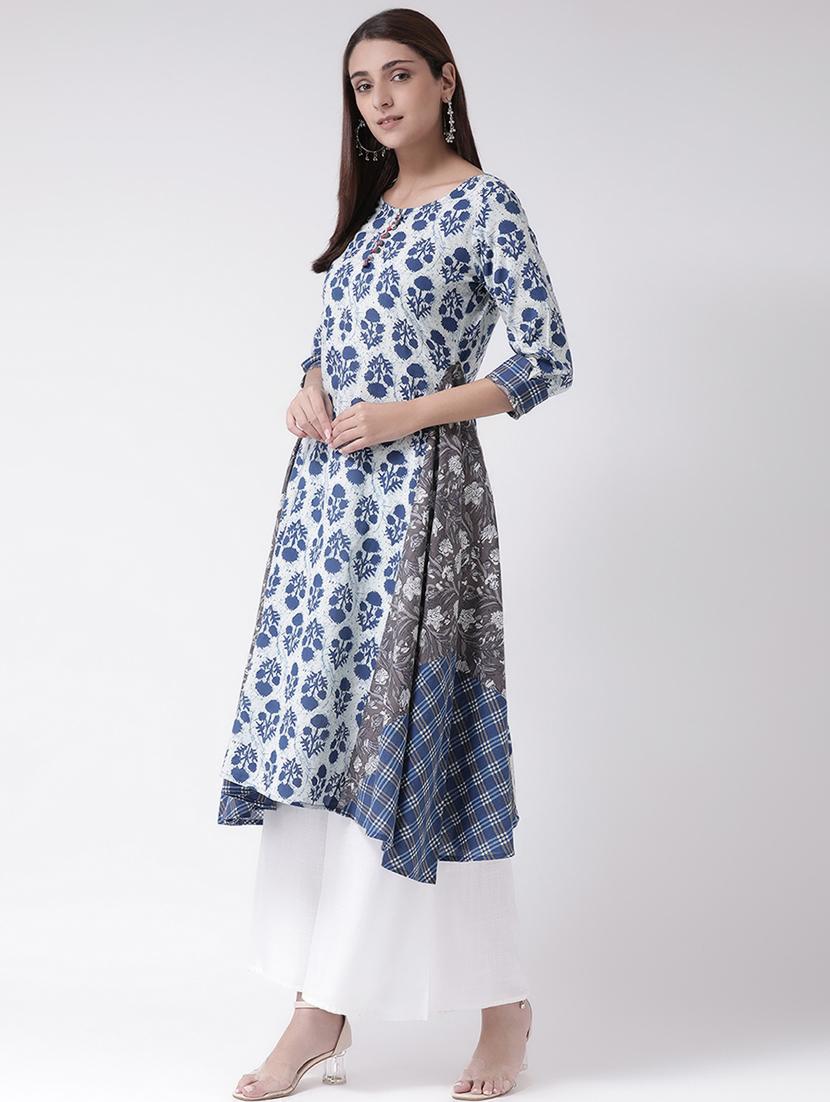 indigo a-line kurta - 16719451 -  Standard Image - 1