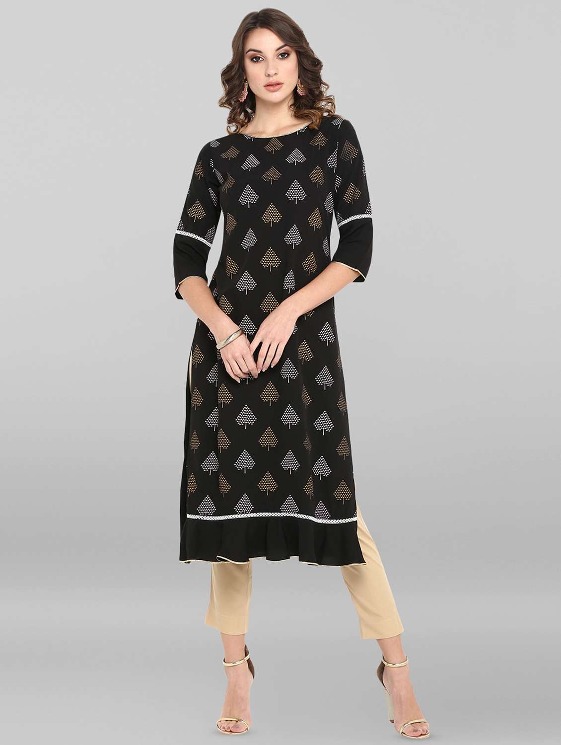 printed straight kurta