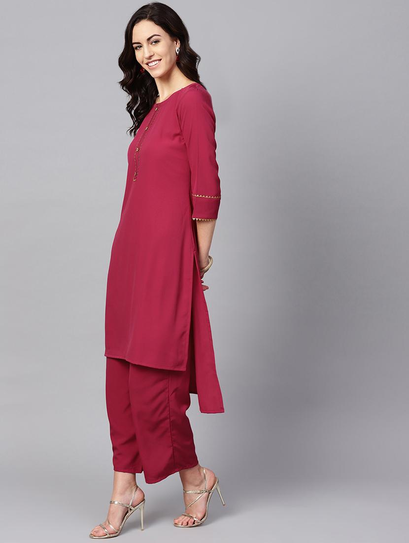 high low kurta palazzo set - 16720580 - Standard Image - 1