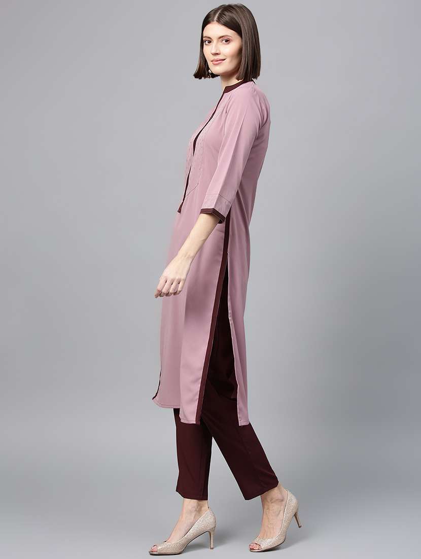 solid kurta pant set - 16720588 - Standard Image - 1