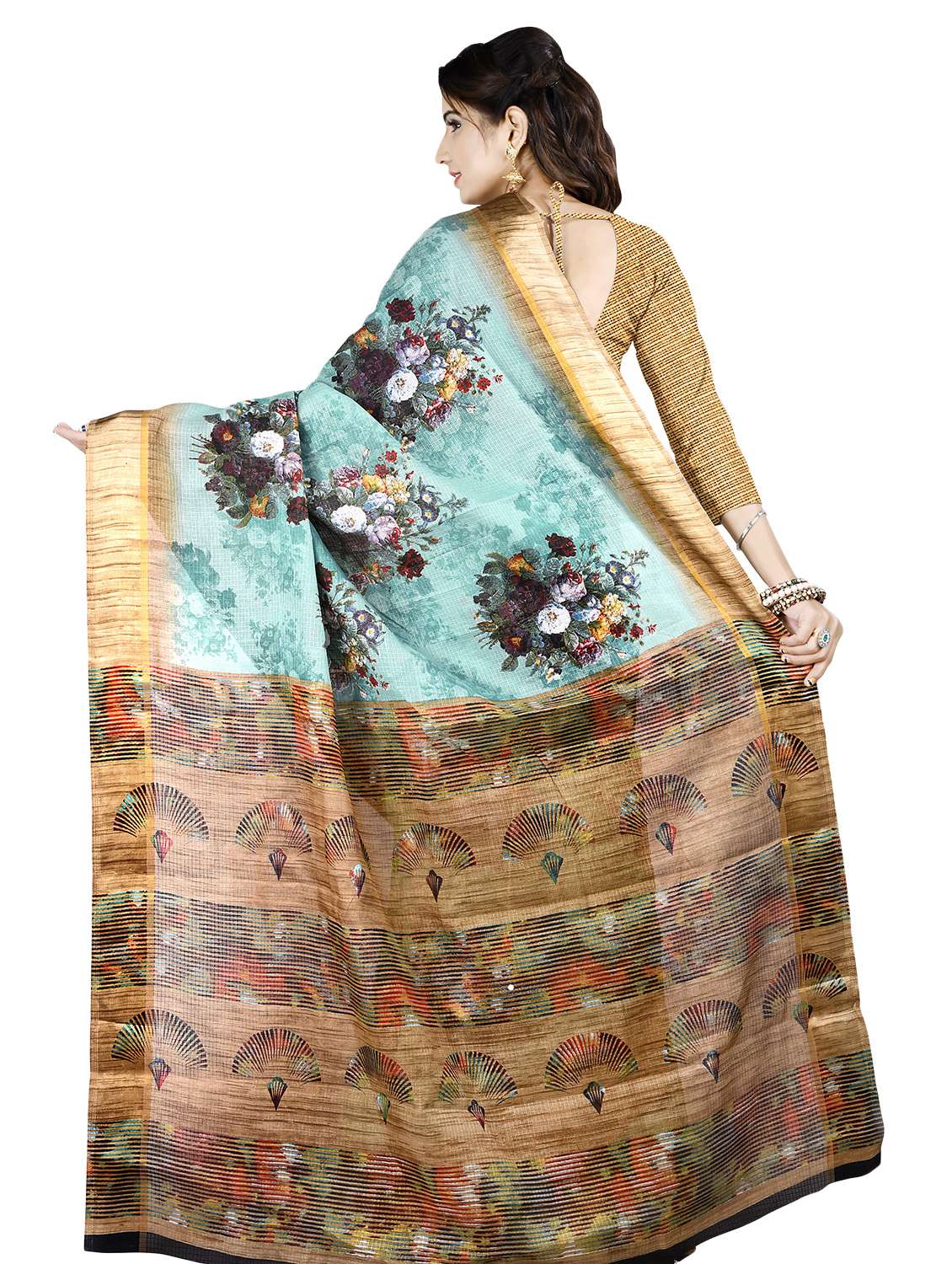 floral printed bordered saree with blouse - 16720639 -  Standard Image - 1
