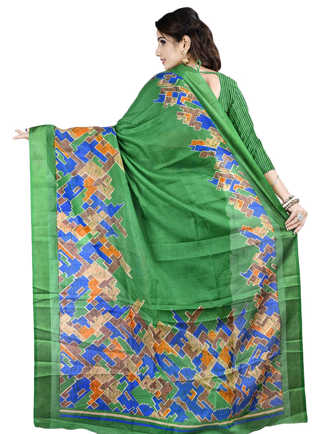 geometric printed bordered saree with blouse - 16720641 -  Standard Image - 1