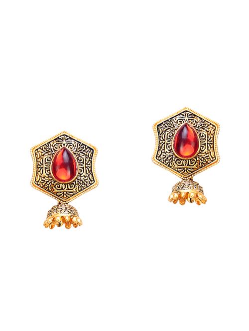 red metal jhumka earring - 16721636 - Standard Image - 0