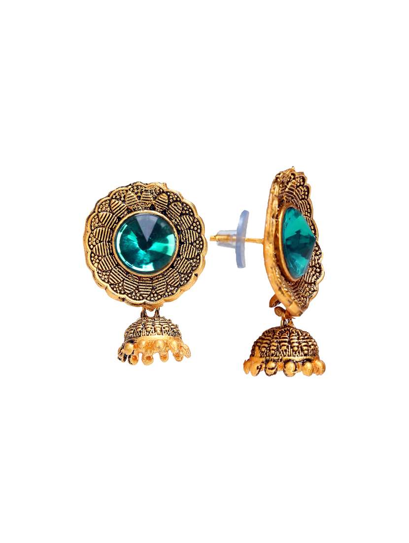 blue metal jhumka earring - 16721639 -  Standard Image - 1