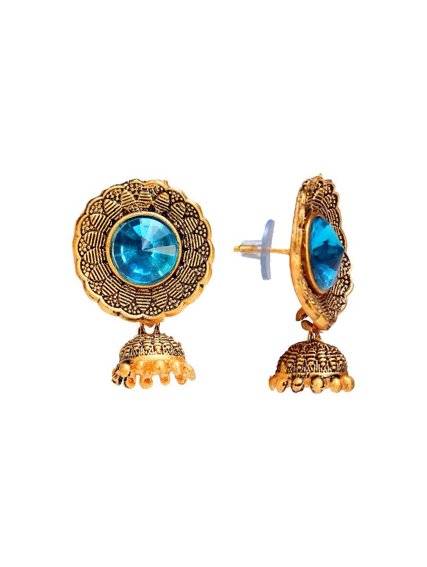 blue metal jhumka earring - 16721643 -  Standard Image - 1