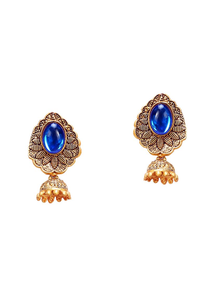blue metal jhumka earring - 16721644 -  Zoom Image - 0