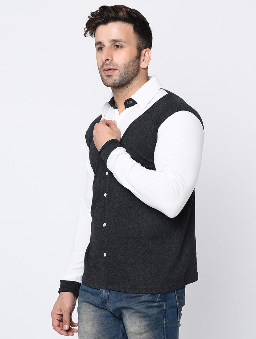 grey color block t-shirt - 16722975 -  Standard Image - 1