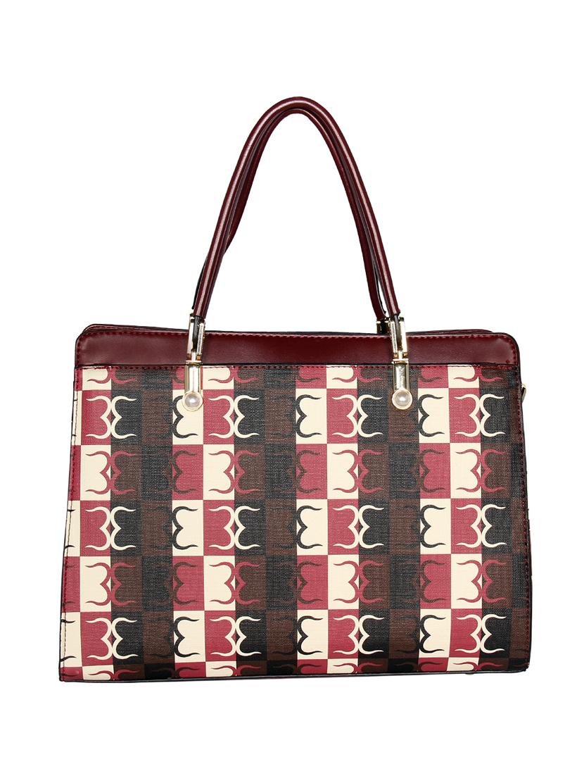 maroon leatherette regular handbag - 16723665 - Standard Image - 1