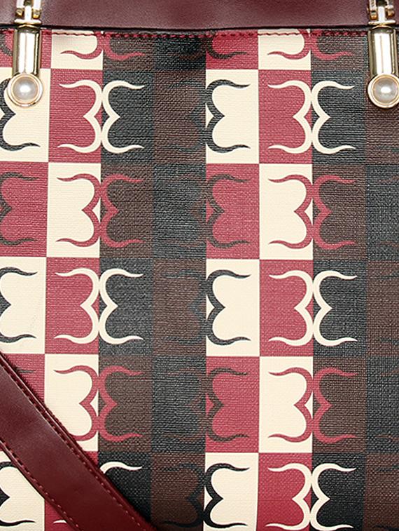 maroon leatherette regular handbag - 16723665 - Standard Image - 4