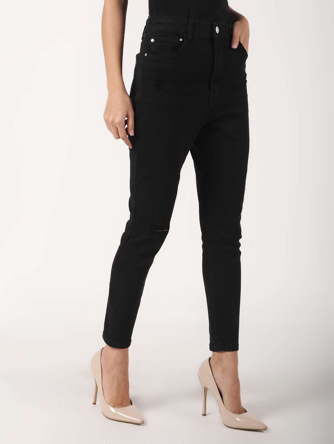 high rise solid jeans  - 16725685 -  Standard Image - 1