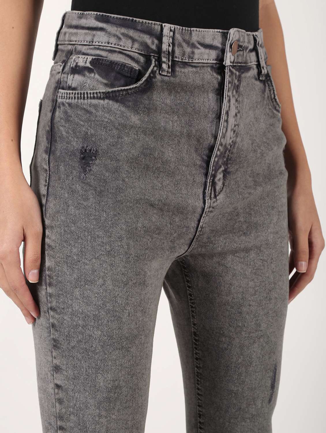 high rise knee slit jeans  - 16725688 -  Standard Image - 4