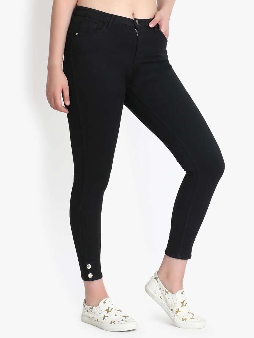 high rise button detail jeans  - 16725689 -  Standard Image - 1