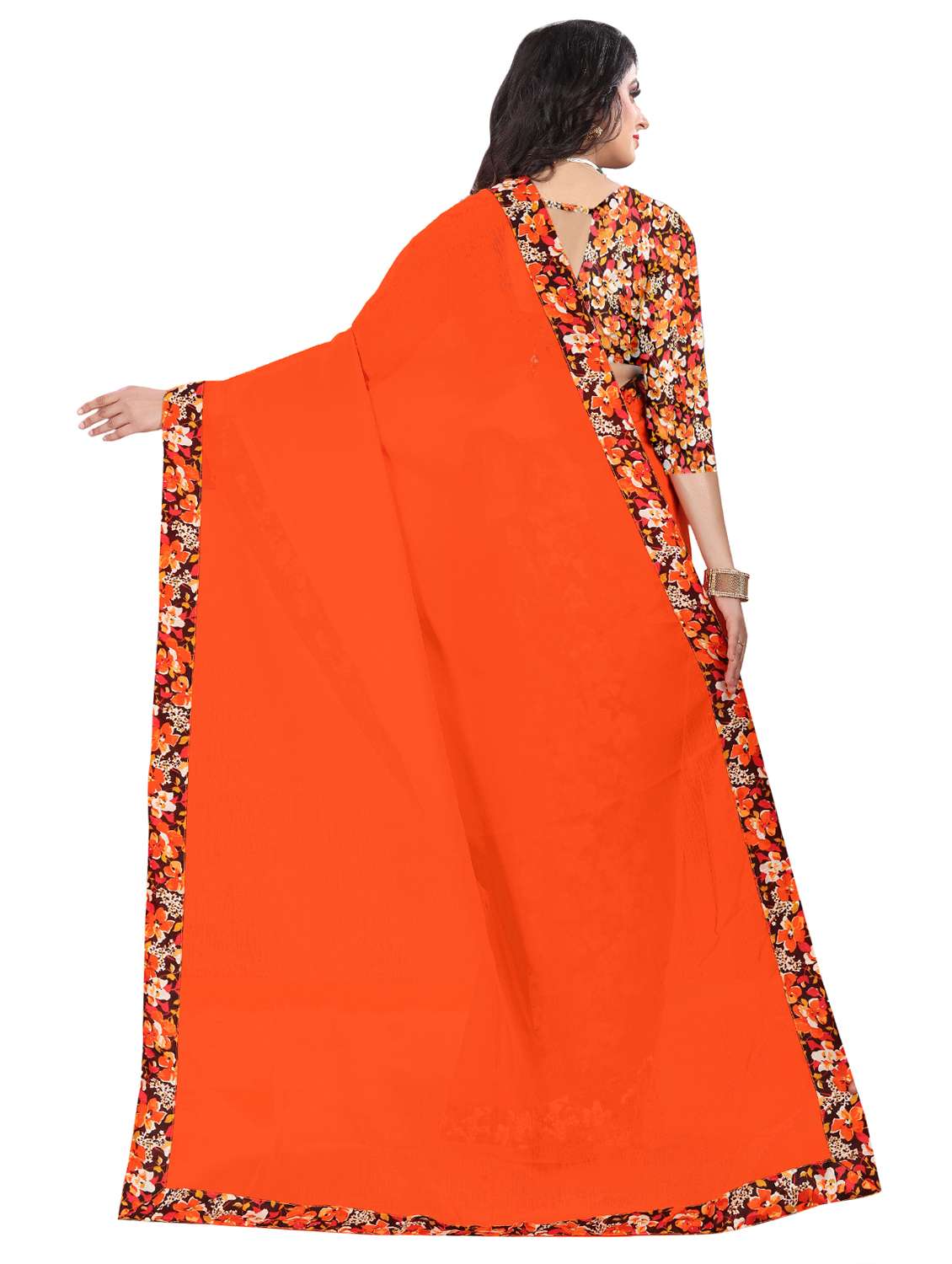 women's bordered royal blue colored saree with blouse - 16725935 -  Standard Image - 1