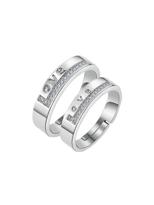 silver plated love symbol couple ring - 16726910 - Standard Image - 0