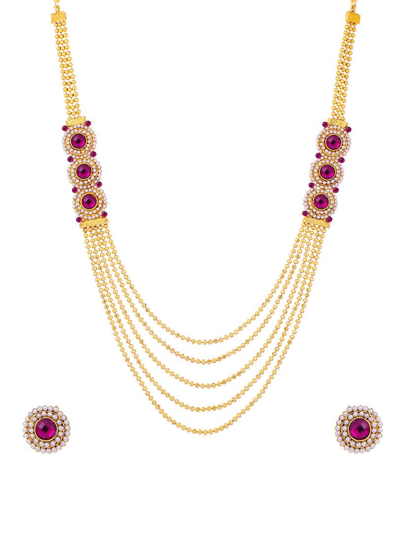 pink gold plated necklaces and earring - 16728056 - Standard Image - 1