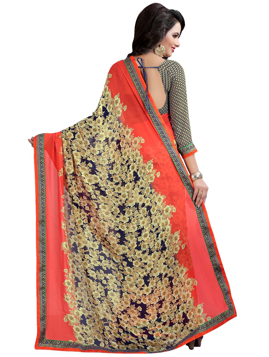 women's floral cream colored saree with blouse - 16728294 -  Standard Image - 1