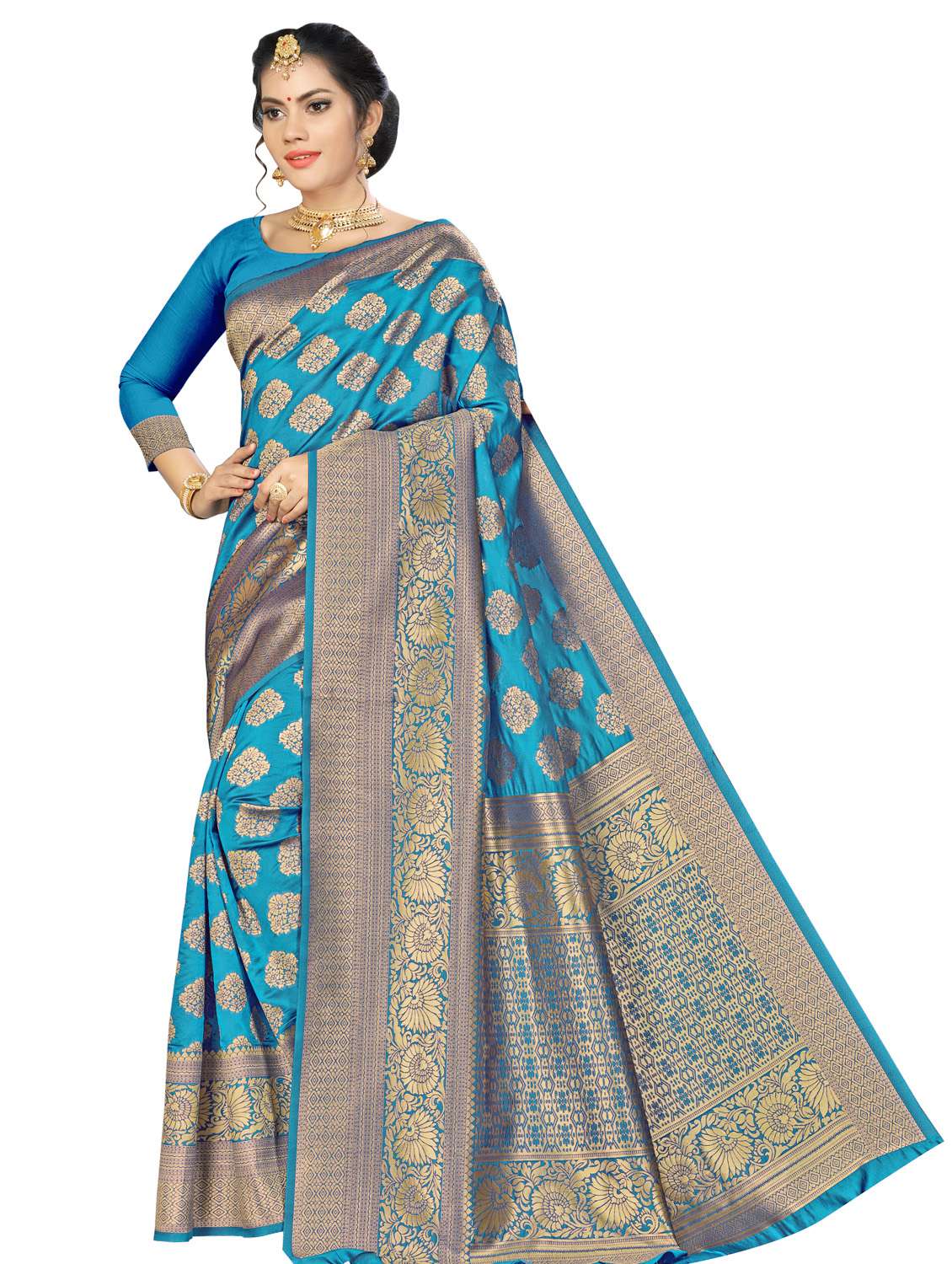 printed banarasi saree with blouse