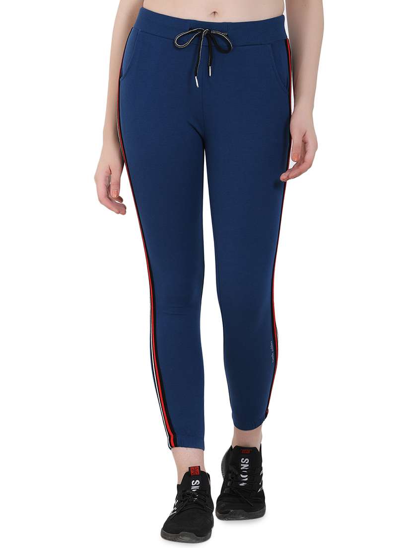 drawstring waist side taped track pant