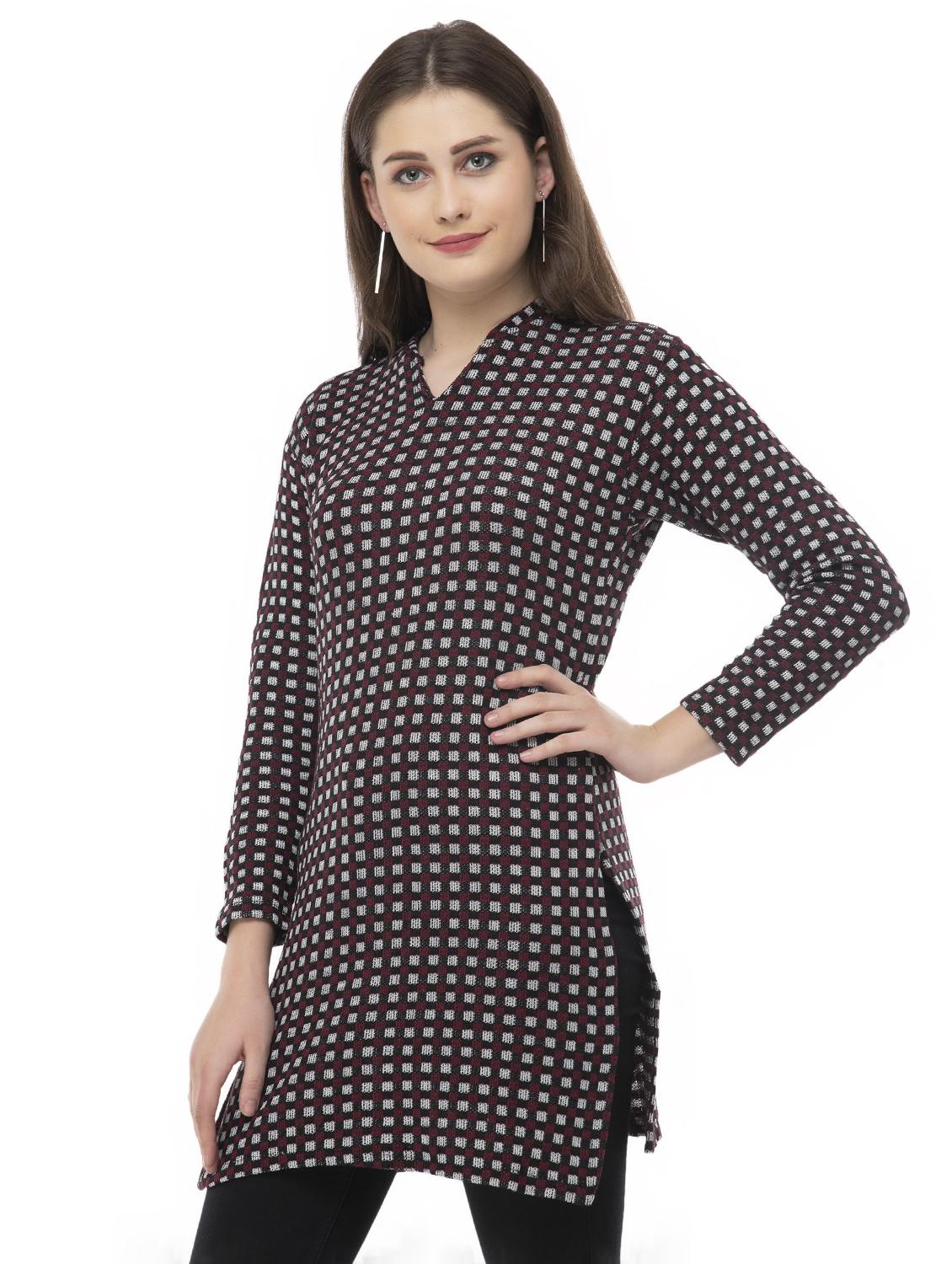 checkered woolen kurti - 16729876 - Standard Image - 1