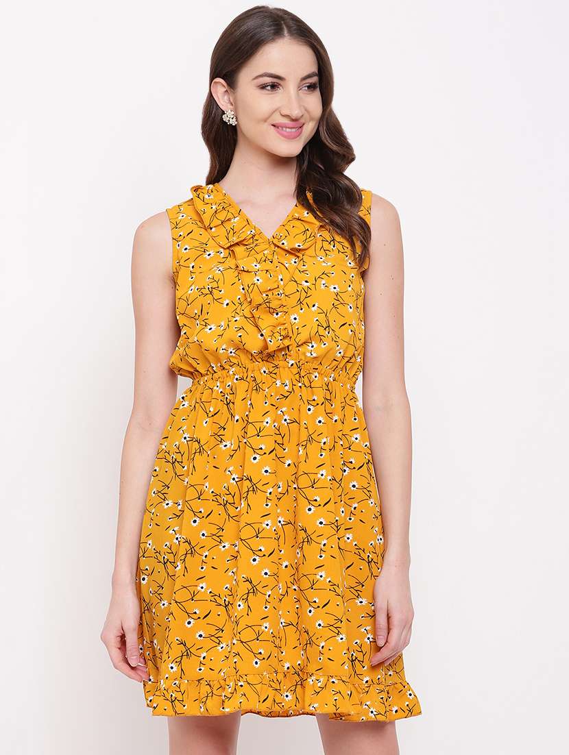 frill detail floral blouson top 