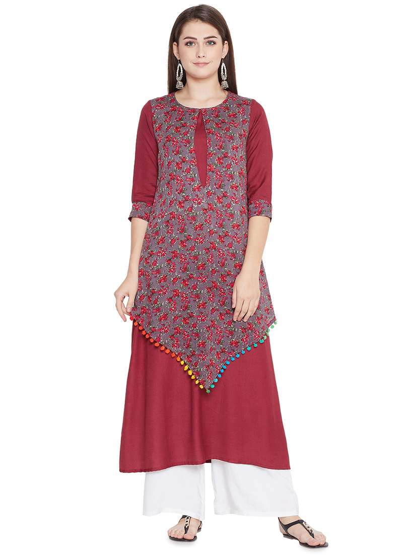 floral printed layered kurta 