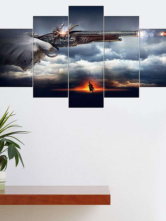  5 panel fighter wooden painting 