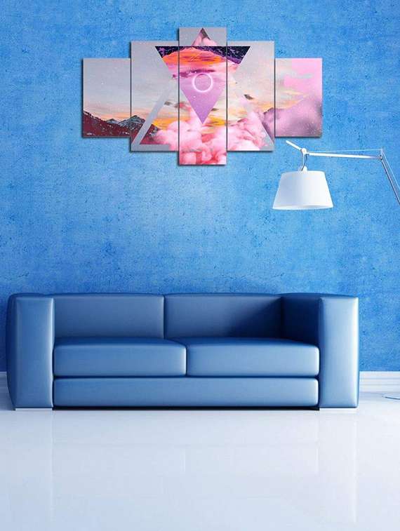  5 panel tringle wall wooden painting