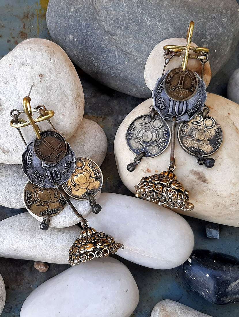 gold brass jhumka earring